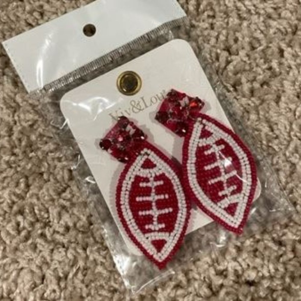 Maroon or Garnet Football Earrings - NEW